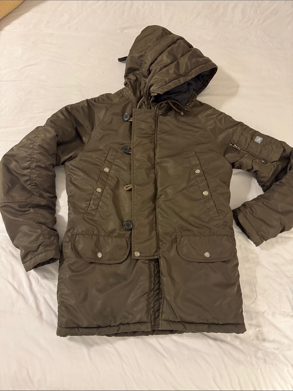 Men's Olive Hooded Parka Jacket